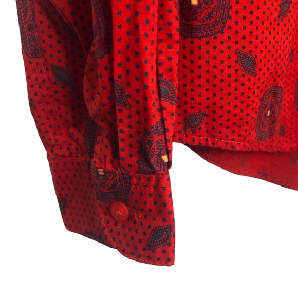 VINTAGE 80s Pendleton Red Western Medallion Paisley Long Sleeve Blouse Shirt L - Picture 3 of 7